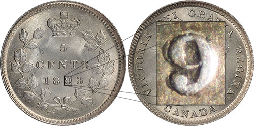 5 cents 1893 - Double 9