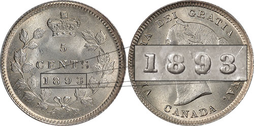 5 cents 1893 - Double 9