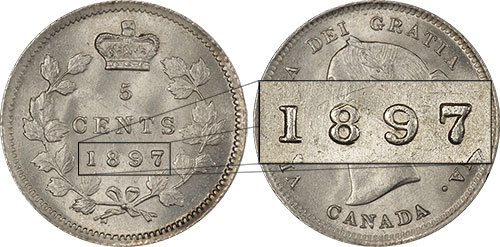 5 cents 1897 - Narrow Slender 8