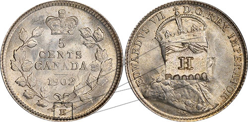5 cents 1902 - Large H