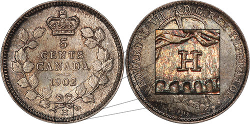 5 cents 1902 - Large over Small H