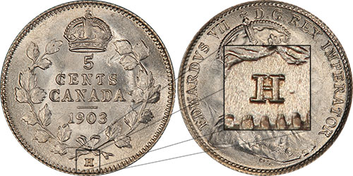 5 cents 1903 - Large H