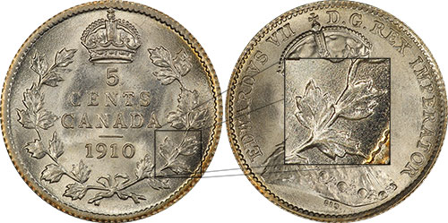 5 cents 1910 - Feuilles pointues