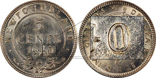 5 cents 1940 Double C Newfoundland