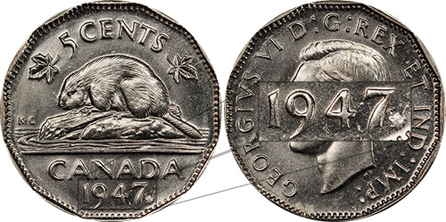 5 cents 1947 - Maple Leaf