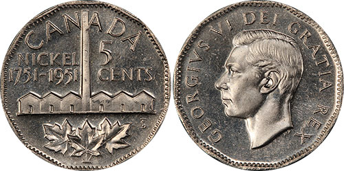 5 cents 1951 - Comm. 1751-1951