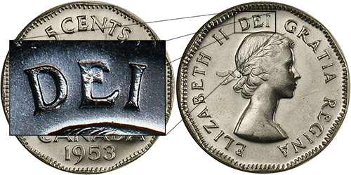 5 cents 1953 - No Shoulder Fold - NSF