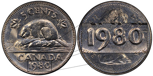 5 cents 1980 Double Date Canada