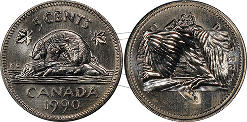 5 cents 1990 Bare Belley Canada