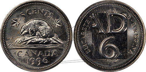 5 cents 1996 Far 6 Canada