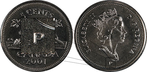 5 cents 2001 P Canada