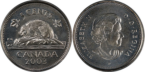 5 cents 2003 New Effigy Canada