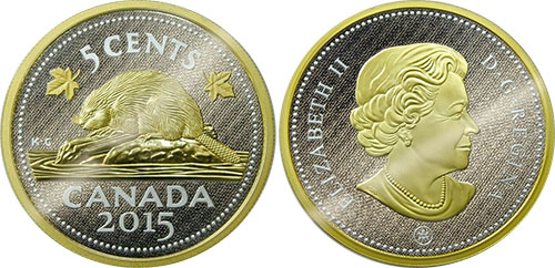 5 cents 1998 - Silver Beaver Big Coin Gold Plated