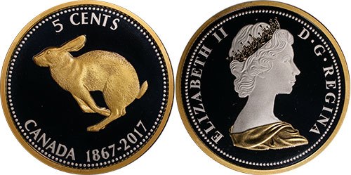 5 cents 2017 - Silver Gold Plated Big Coin