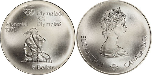 5 dollars 1974 Canoeing Canada