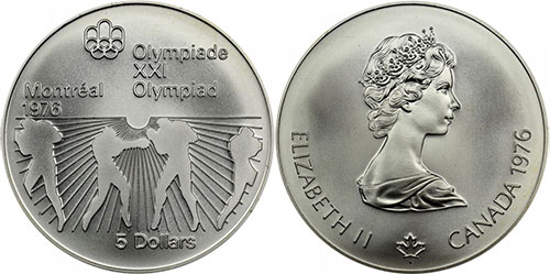 5 dollars 1976 Boxing Montreal Olympics Canada