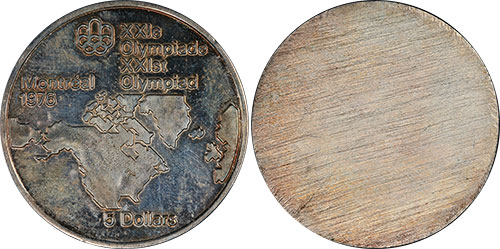 5 dollars 1976 Map Montreal Olympics Canada