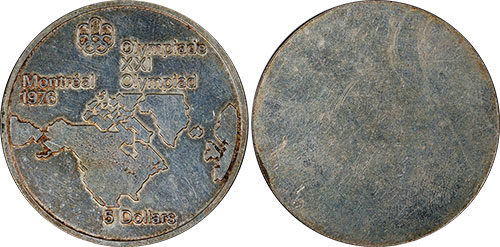 5 dollars 1976 Map Montreal Olympics Canada