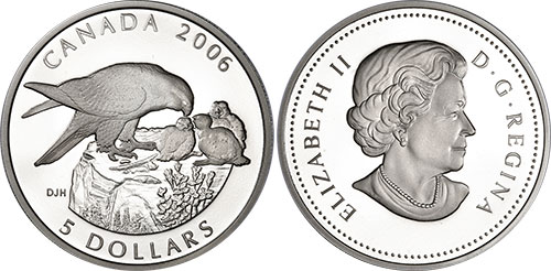 5 dollars 2006 Peregrine Falcon Canada