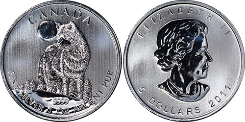 5 dollars 2011 Timber Wolf Canada