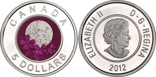 5 dollars 2012 Full Moon Pink Canada