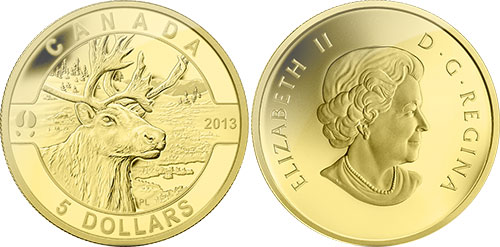 5 dollars 2013 Caribou Canada