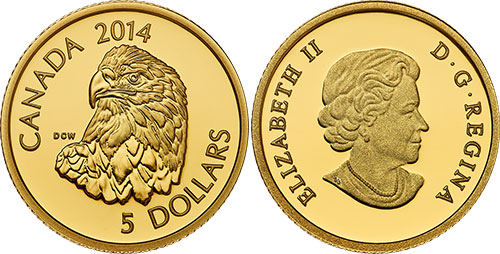 5 dollars 2014 Bald Eagle Gold Canada