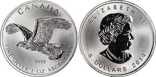 5 dollars 2014 Bald Eagle Canada