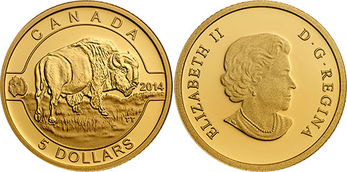 5 dollars 2014 Bison Canada
