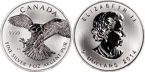 5 dollars 2014 Peregrine Falcon Canada