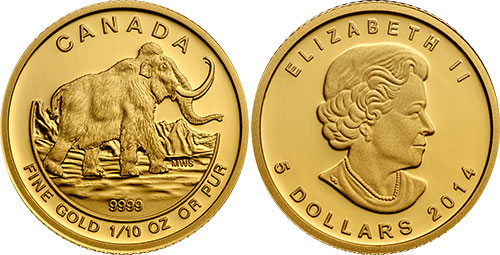 5 dollars 2014 Woolly Mammoth Canada