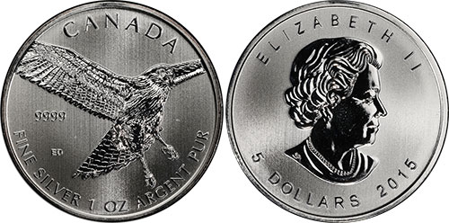 5 dollars 2015 Red-Tailed Hawk Canada