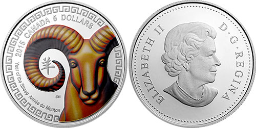5 dollars 2015 Year of the Sheep Canada