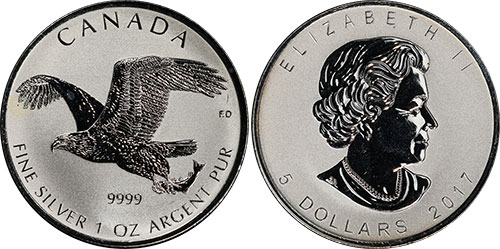 5 dollars 2017 Bald Eagle Canada