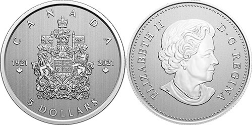 5 dollars 2021 Coat of Arms Canada