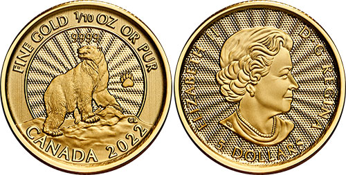 5 dollars 2022 Polar Bear Gold Canada