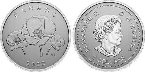 5 dollars 2022 Remembrance Canada