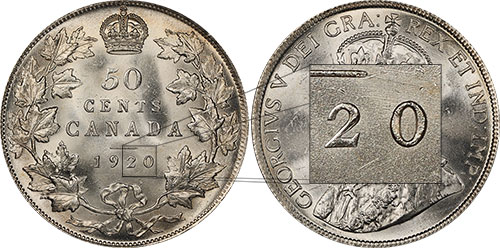 50 cents 1920 Large Wide 0 Canada