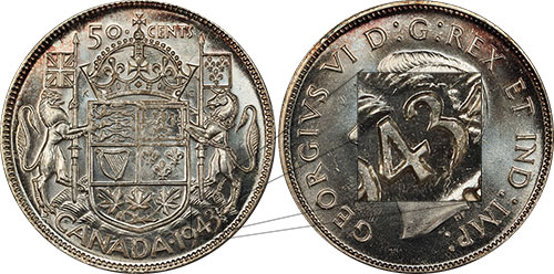 50 cents 1943 Far 3 Canada