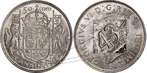 50 cents 1943 Near 3 Canada
