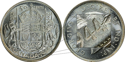 50 cents 1944 Near 4 Canada