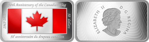 50 dollars 2015 Silver Canadian Flag Canada