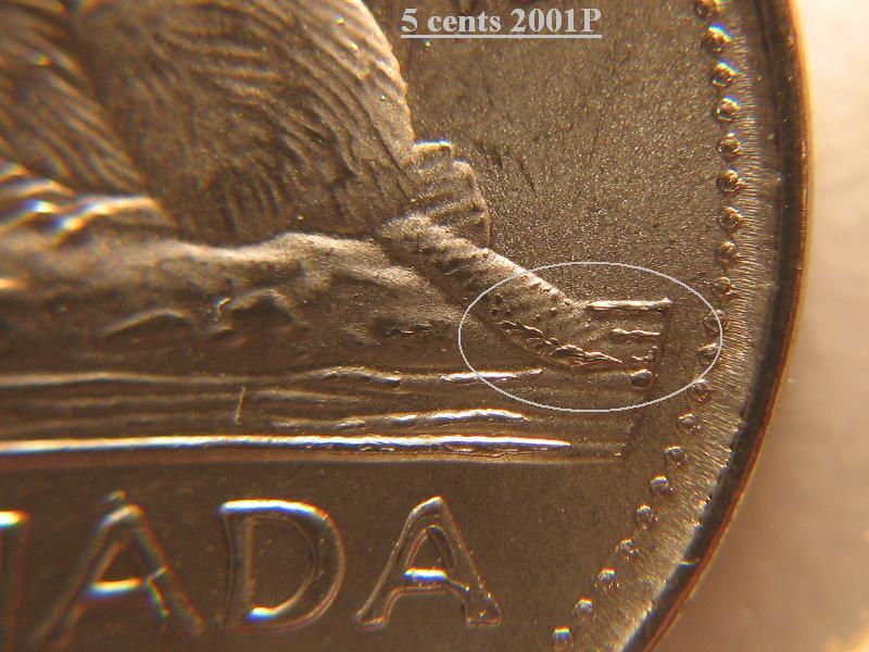 Brilliant Uncirculated 2001P Canada 5 Cents From Mint's Roll 