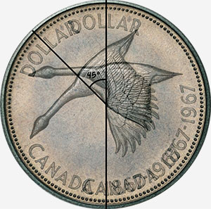 Coin pivoté - 1 dollar 1967