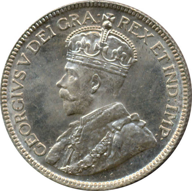 MS-60 - 25 cents 1911 to 1936 - George V