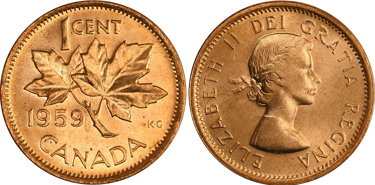 1959 Canada 1 cent coin