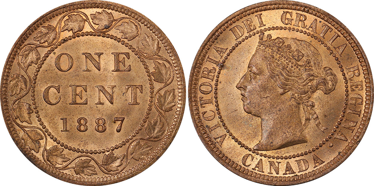 Coins and Canada - 1 cent 1887 - Proof, Proof-like, Specimen, Brilliant  uncirculated