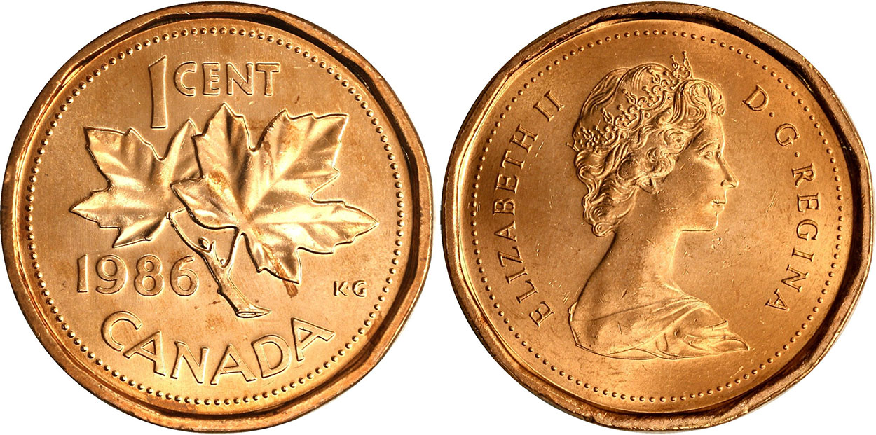 Canada 1986 1 Cent Copper One Canadian Penny Coin 
