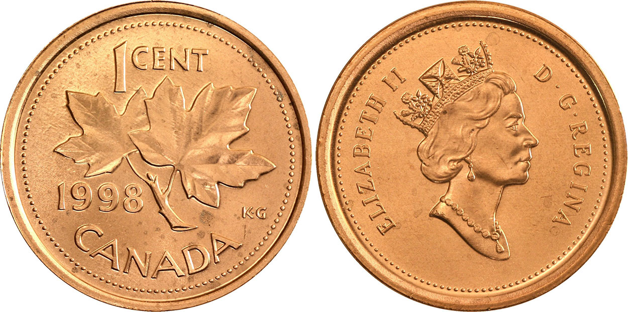 Proof Like 1998W Canada 1 Cent From Mint's Set 