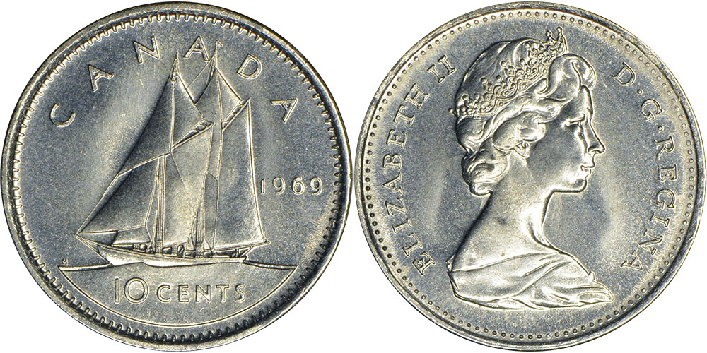 Details about   1977 Canadian Brilliant Uncirculated QEII & Schooner 10 Cent Coin! 